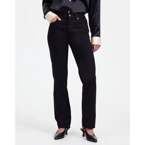 Madewell Alexa Chung High-Rise Straight Jeans Sz 24 Black Outridge Wash Zip Fly